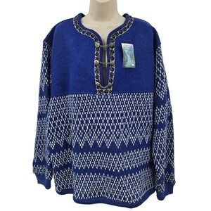 Scandinavia Score Lillehammer Sweater XL Blue Norwegian Wool Ski Fair Isle